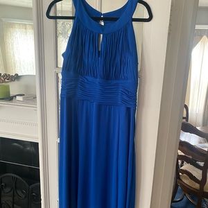 Long royal blue evening dress.